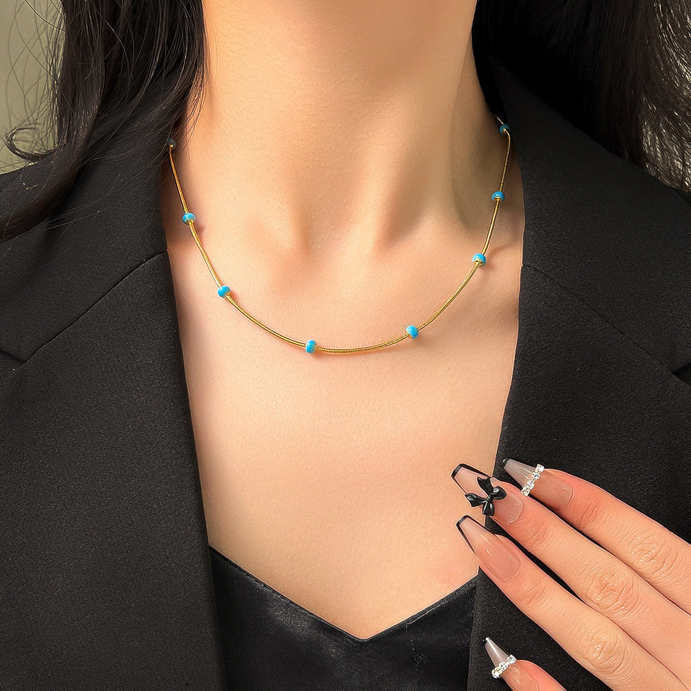 Noxypera Titanium Steel Ball Drop Glaze Necklace