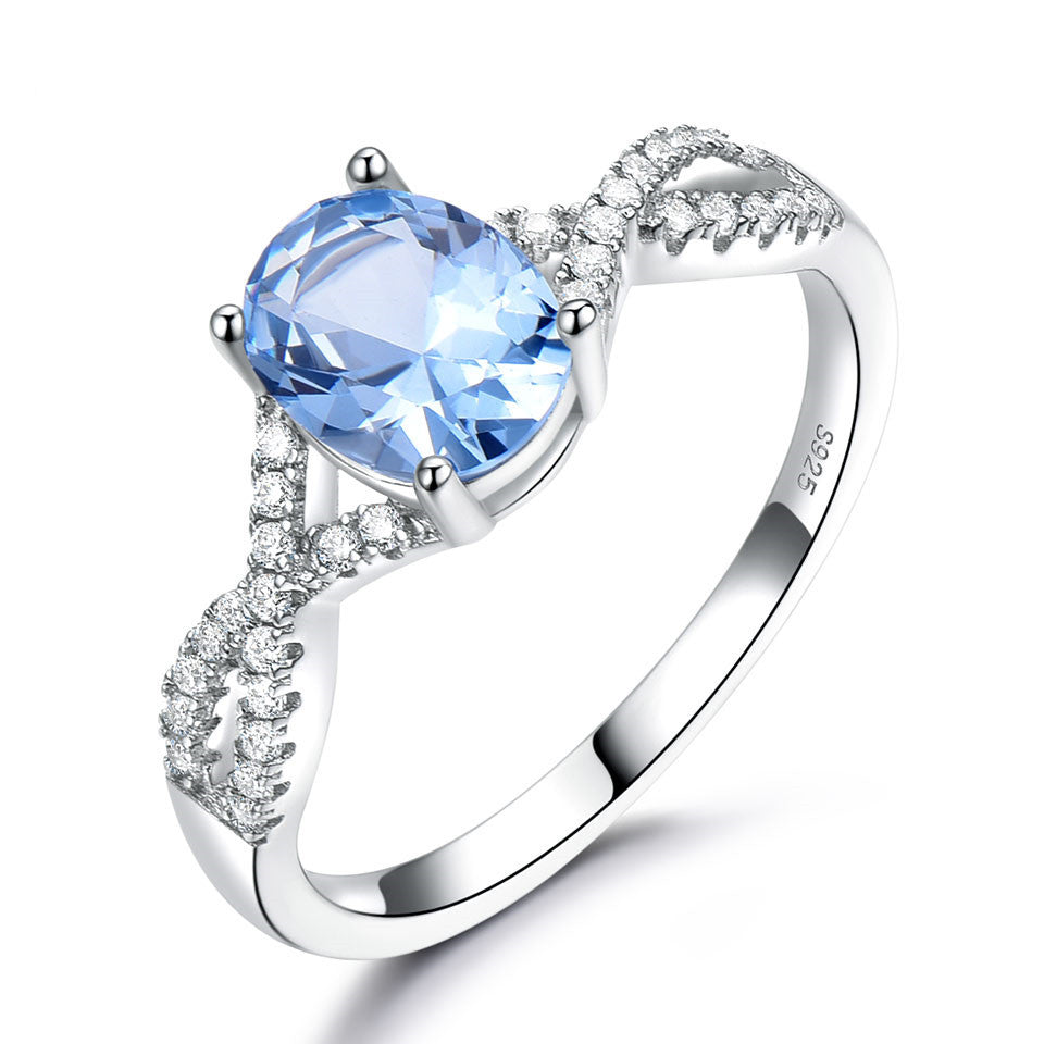 Noxypera Sterling Silver Oval Nano Morganite Ring