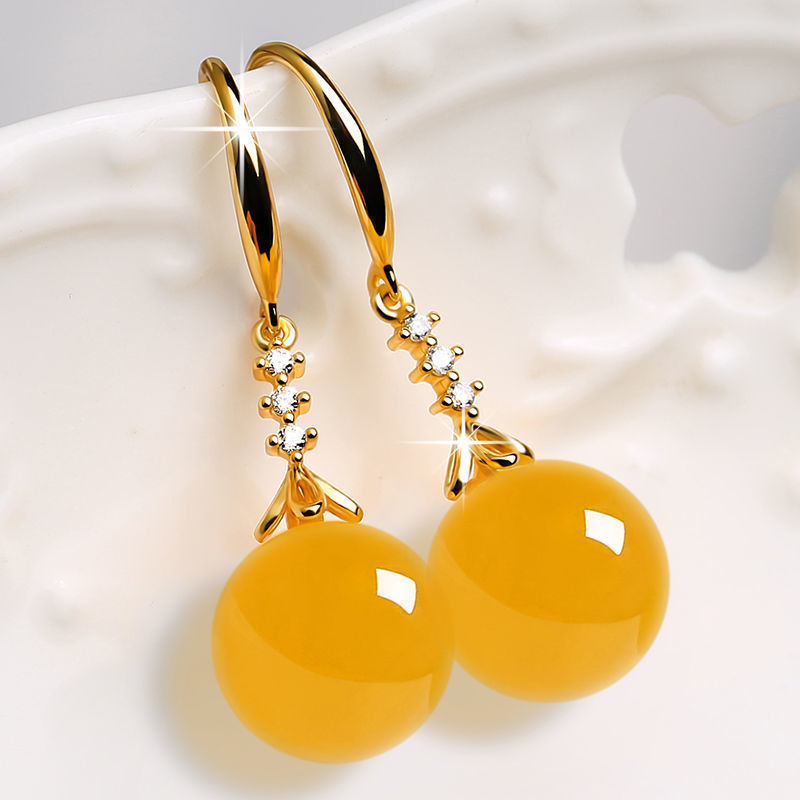 Noxypera Silvering Chalcedony Green Agate Earrings