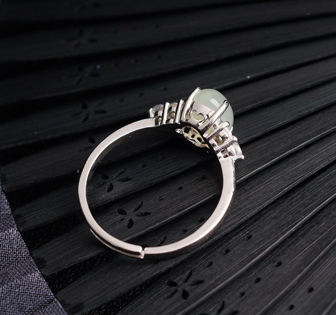 Noxypera 925 Silver Adjustable Moonstone Ring