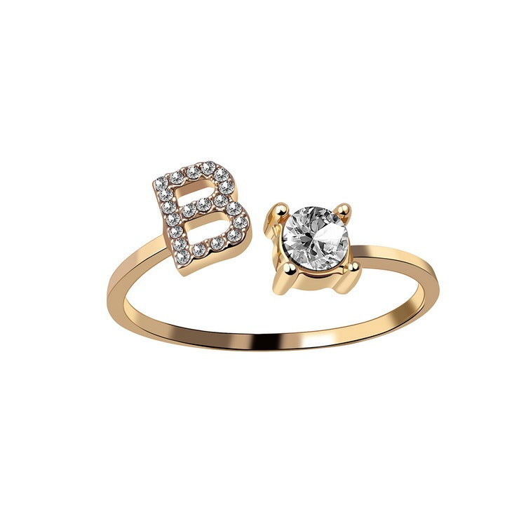 Noxypera Adjustable 26 Initial Letter Ring