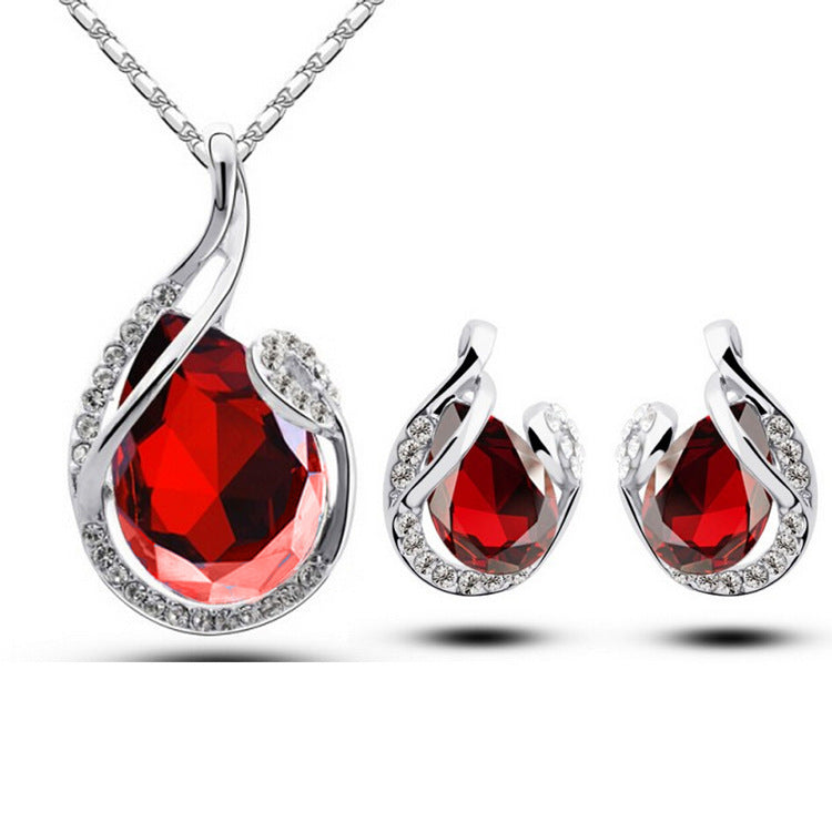 Noxypera 3 Pieces Rhinestone Necklace Set With Earrings Jewelry