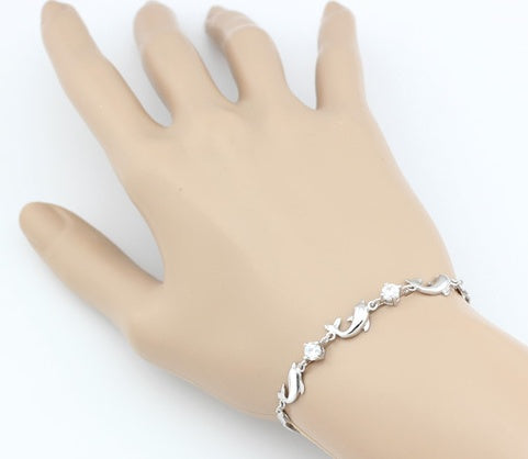 Noxypera 925 Sterling Silver Dolphin Amethyst Bracelet