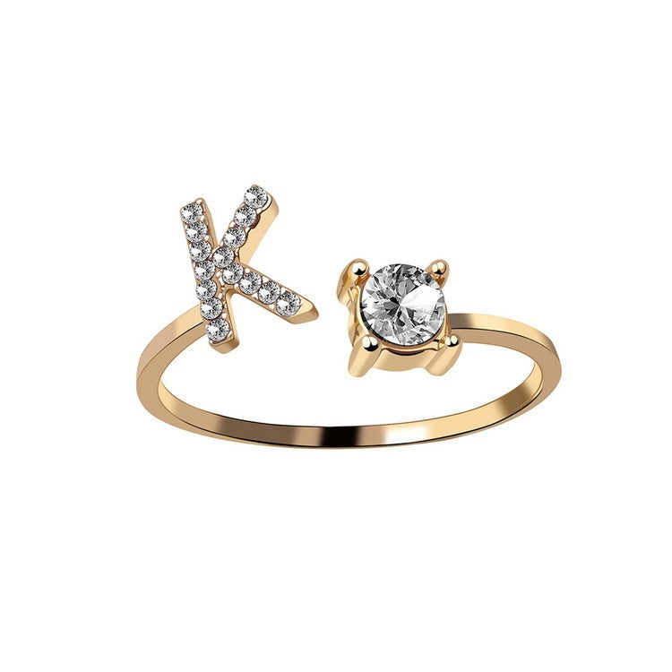 Noxypera Adjustable 26 Initial Letter Ring