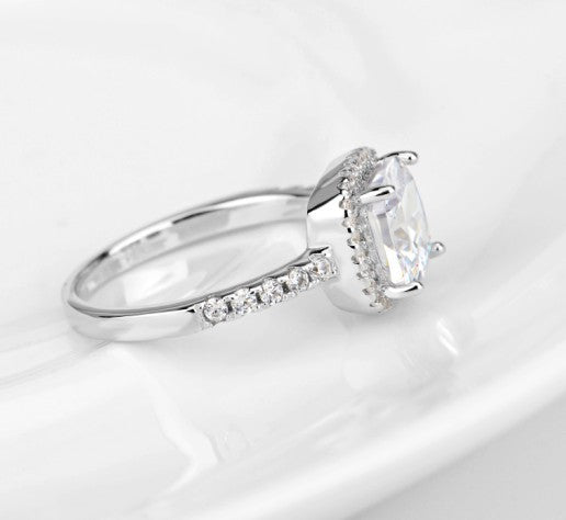 Noxypera 925 Sterling Silver Square Diamond Ring