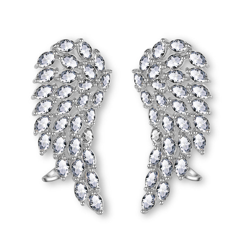 Noxypera Brilliant Cubic Zirconia Angel Wings Stud Earrings