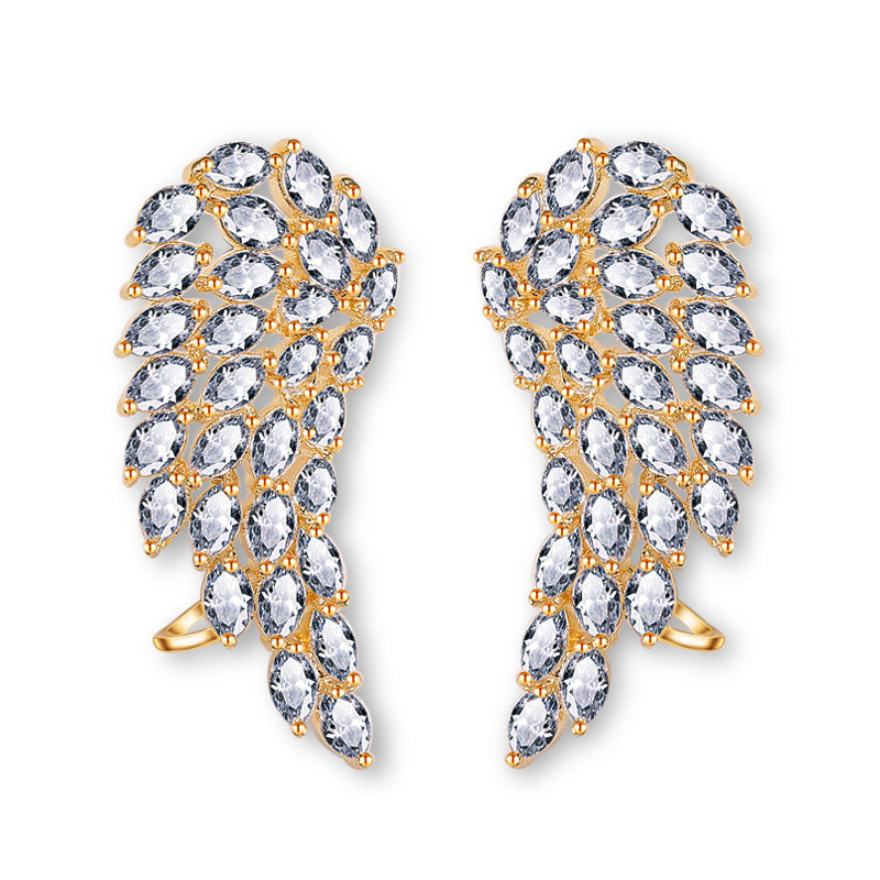 Noxypera Brilliant Cubic Zirconia Angel Wings Stud Earrings