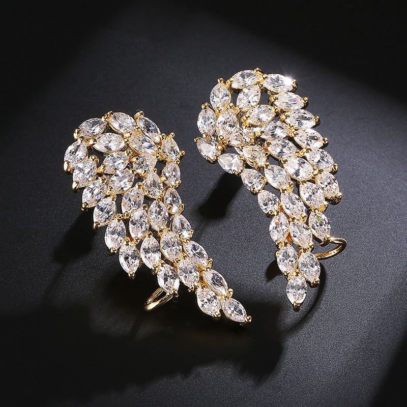 Noxypera Brilliant Cubic Zirconia Angel Wings Stud Earrings