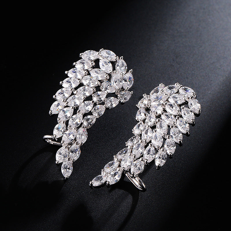 Noxypera Brilliant Cubic Zirconia Angel Wings Stud Earrings