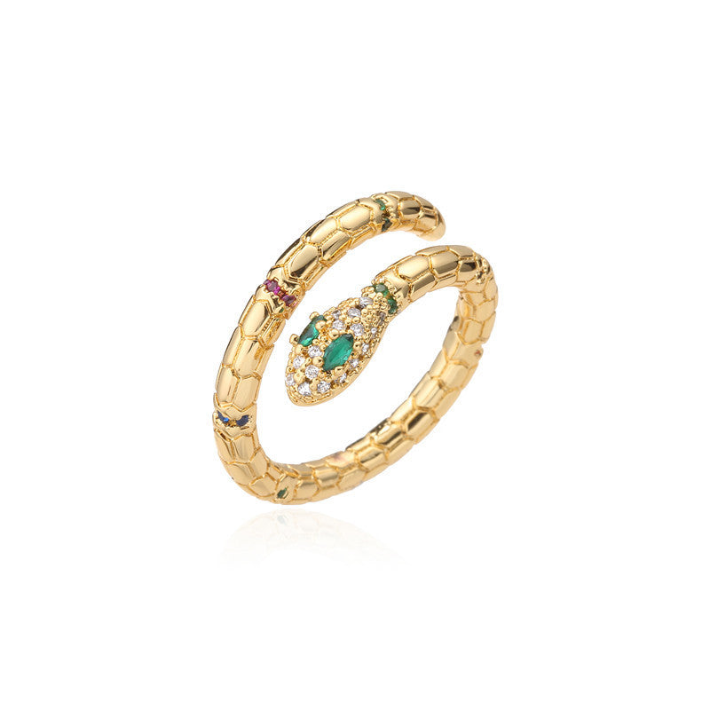 Noxypera Snake Shiny Cubic Zirconia Adjustable Ring
