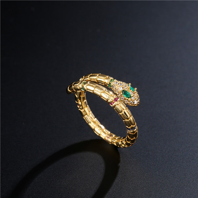 Noxypera Snake Shiny Cubic Zirconia Adjustable Ring