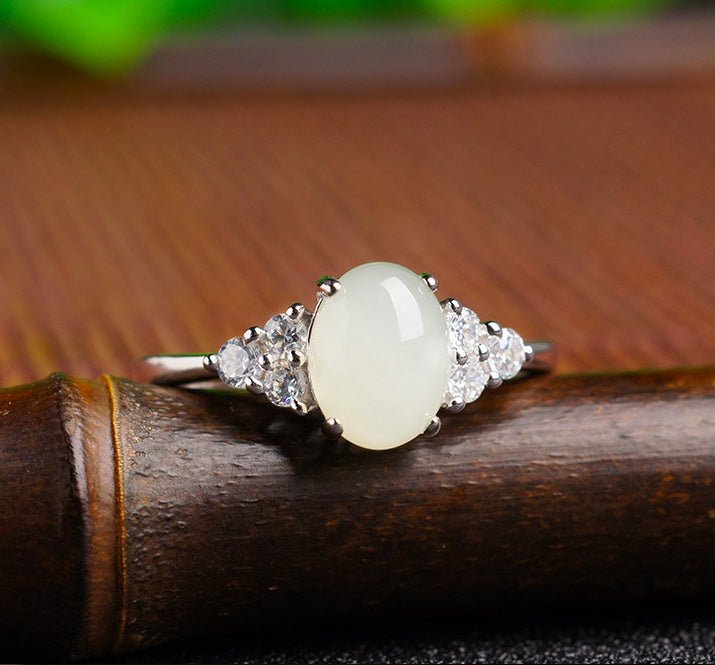 Noxypera 925 Silver Adjustable Moonstone Ring