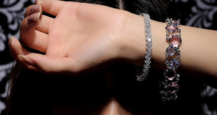 Noxypera S925 Sterling Silver Shiny Diamante Bracelet