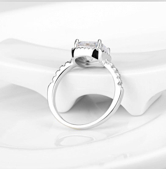 Noxypera 925 Sterling Silver Square Diamond Ring