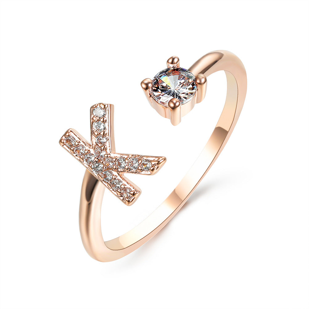 Noxypera Adjustable 26 Initial Letter Ring