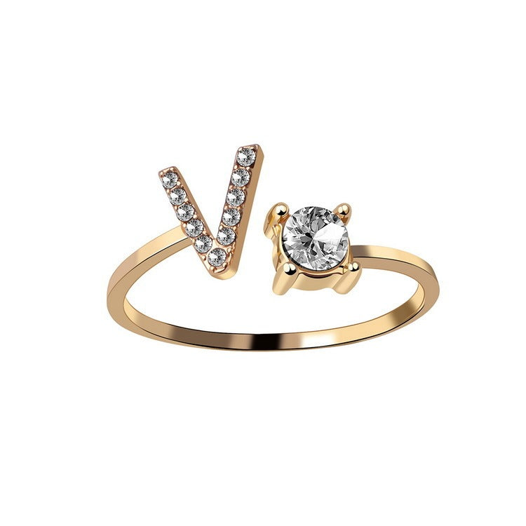 Noxypera Adjustable 26 Initial Letter Ring