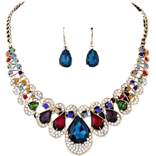 Noxypera Jewelry Set with Rhinestone Necklace Earring Set