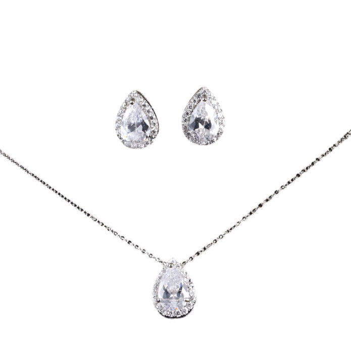 Noxypera Water Drop Gemstone Necklace Earrings Jewelry Set