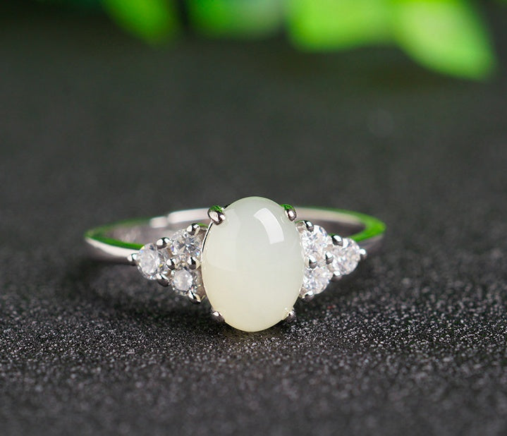 Noxypera 925 Silver Adjustable Moonstone Ring
