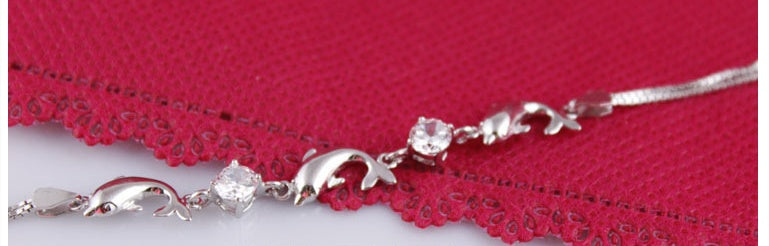 Noxypera 925 Sterling Silver Dolphin Amethyst Bracelet