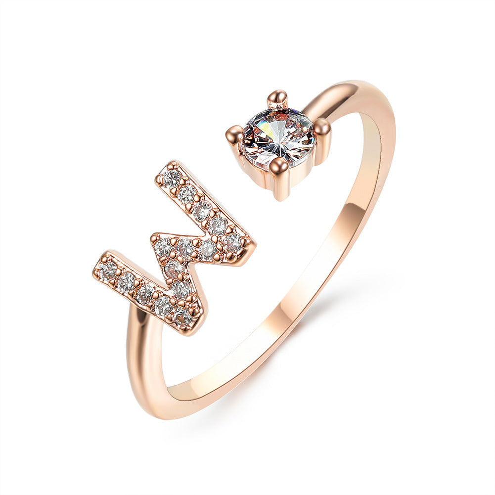 Noxypera Adjustable 26 Initial Letter Ring