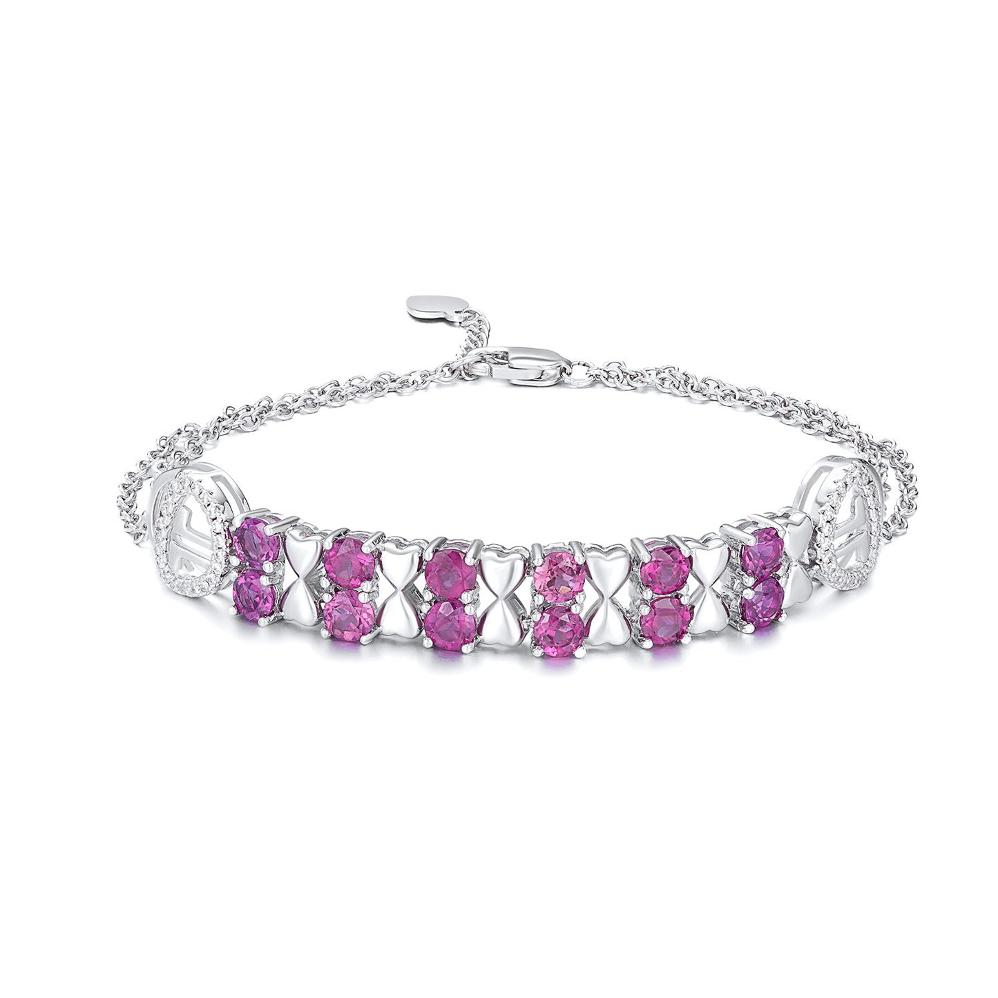 Noxypera S925 Sterling Silver Purple Garnet Bracelet Women