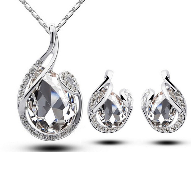 Noxypera 3 Pieces Rhinestone Necklace Set With Earrings Jewelry