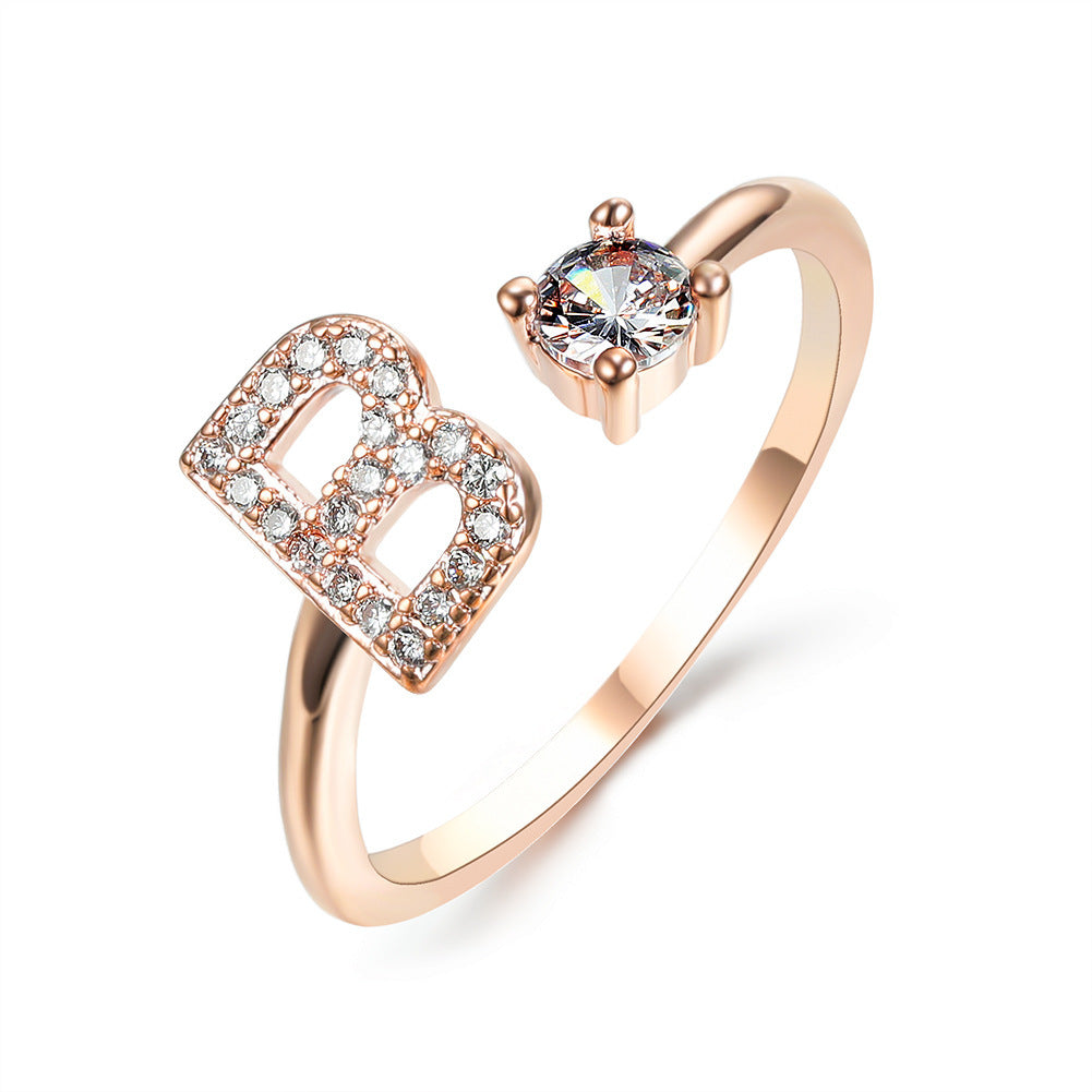 Noxypera Adjustable 26 Initial Letter Ring