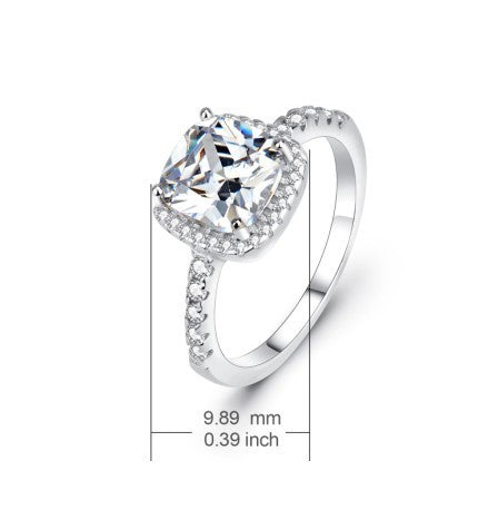Noxypera 925 Sterling Silver Square Diamond Ring