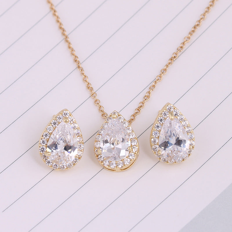 Noxypera Water Drop Gemstone Necklace Earrings Jewelry Set