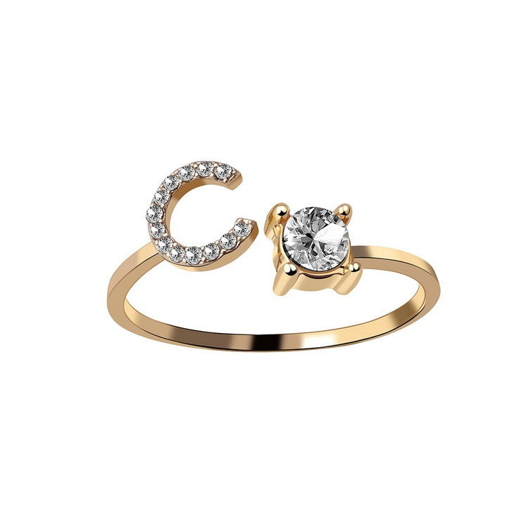 Noxypera Adjustable 26 Initial Letter Ring