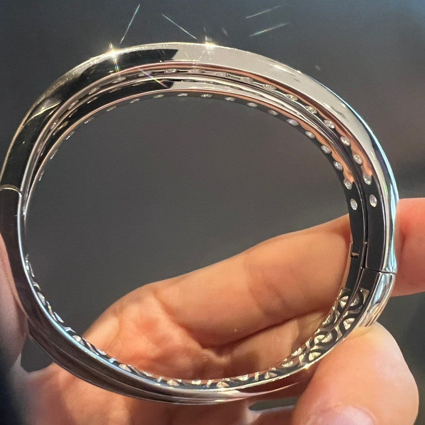 Noxypera Pure Silver Gold-Plated 18 40 Point Large Diamond Mosan Bracelet