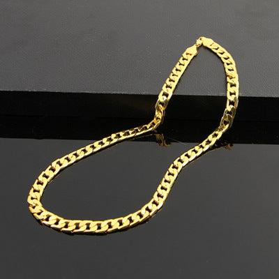 Noxypera Men's Flat Side Golden Silver Necklace