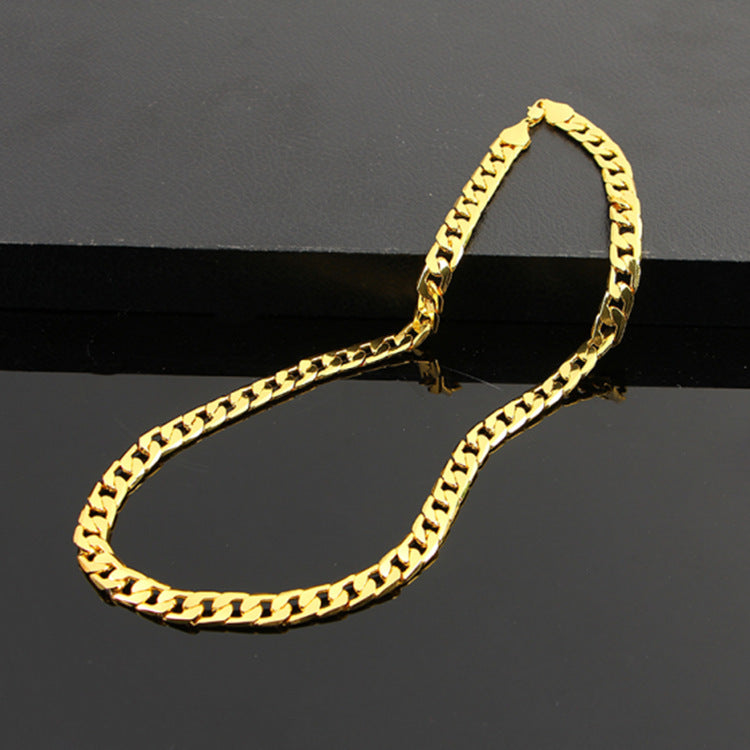 Noxypera Men's Flat Side Golden Silver Necklace