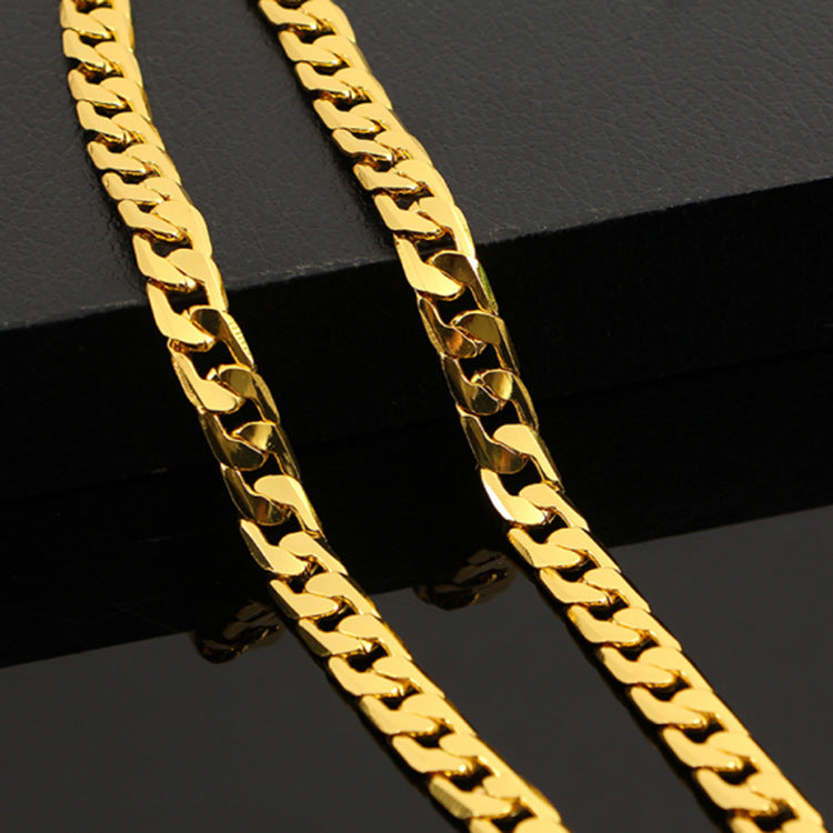 Noxypera Men's Flat Side Golden Silver Necklace