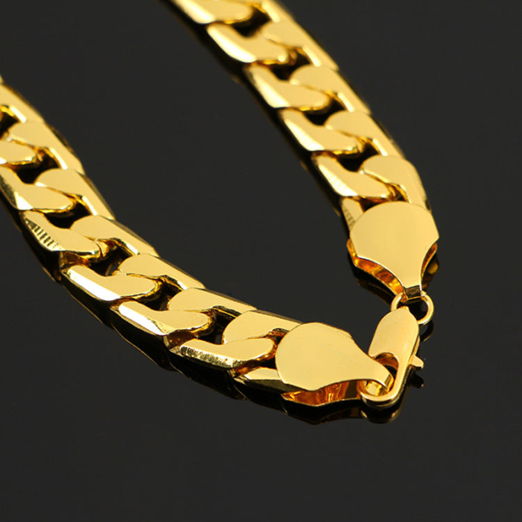 Noxypera Men's Flat Side Golden Silver Necklace