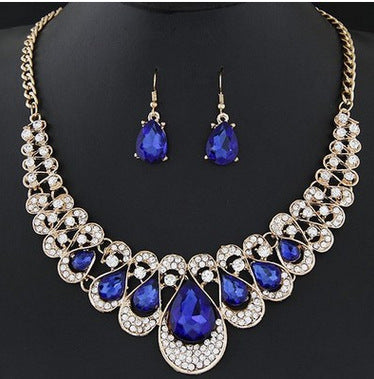 Noxypera Jewelry Set with Rhinestone Necklace Earring Set