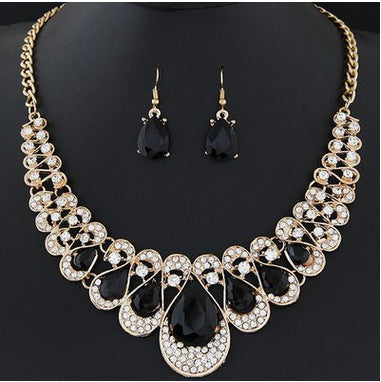 Noxypera Jewelry Set with Rhinestone Necklace Earring Set