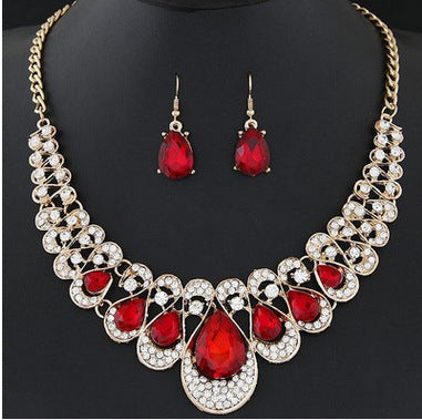 Noxypera Jewelry Set with Rhinestone Necklace Earring Set