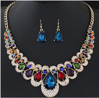 Noxypera Jewelry Set with Rhinestone Necklace Earring Set