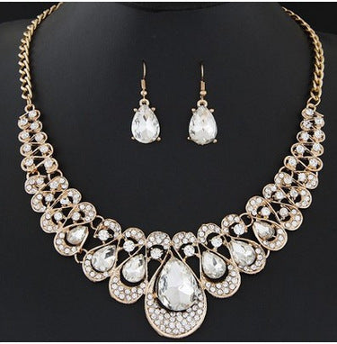 Noxypera Jewelry Set with Rhinestone Necklace Earring Set