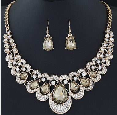 Noxypera Jewelry Set with Rhinestone Necklace Earring Set