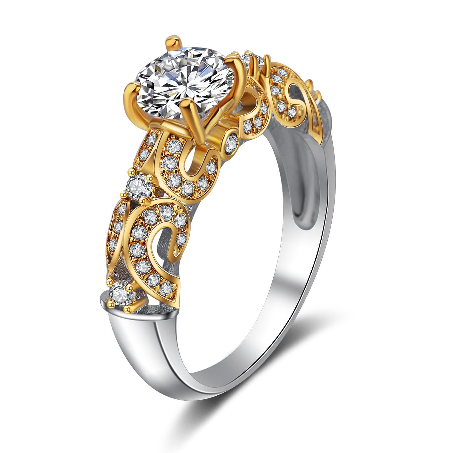 Noxypera Gold-Plated Inlaid with Artificial Diamond Gemstone Ring