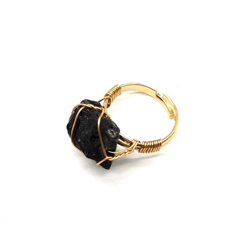 Noxypera Hand Wrapped Rough Stone Agate Ring