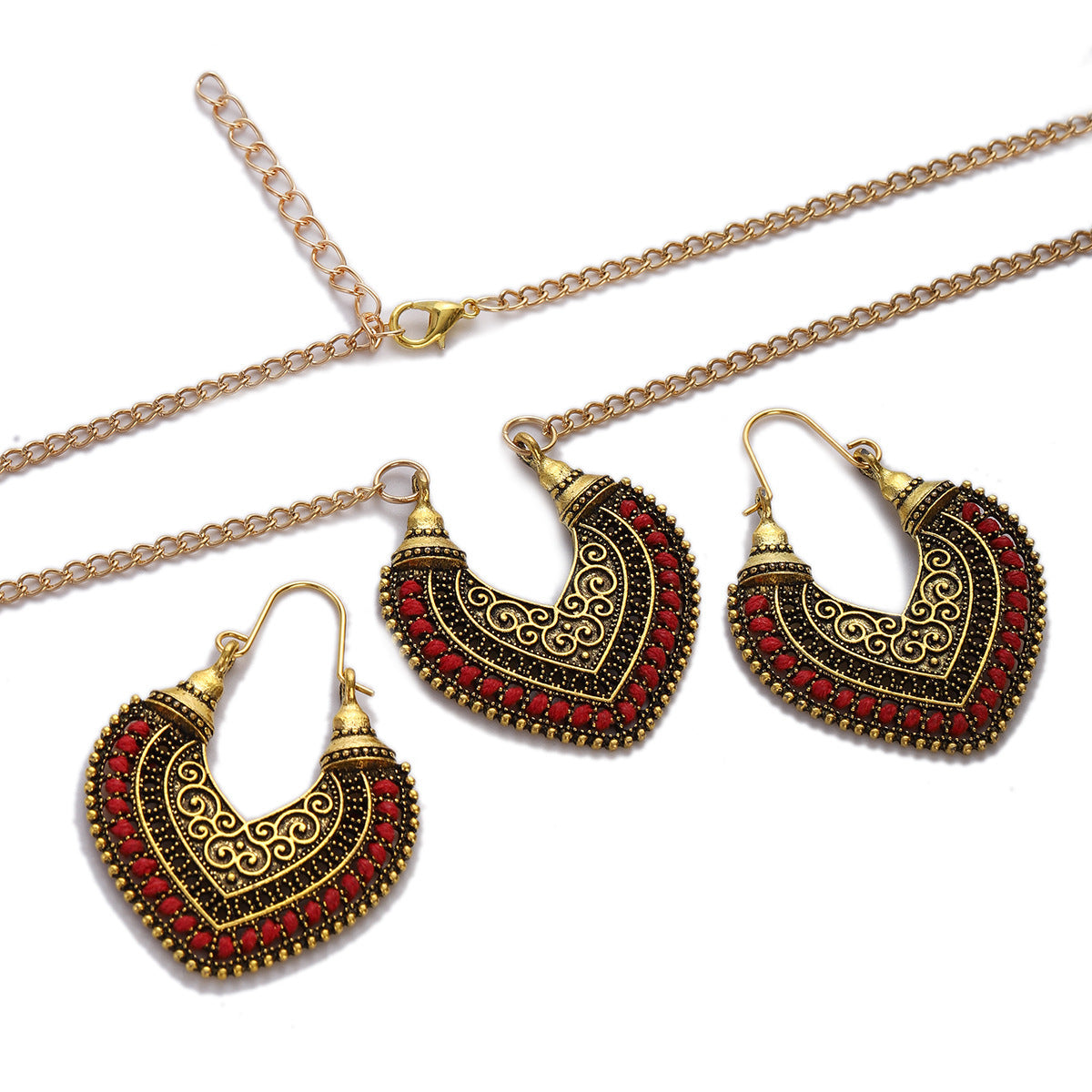 Noxypera Colored Rope Winding Earrings Necklace Set