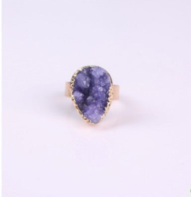 Noxypera Natural Stone Agate Crystal Rings