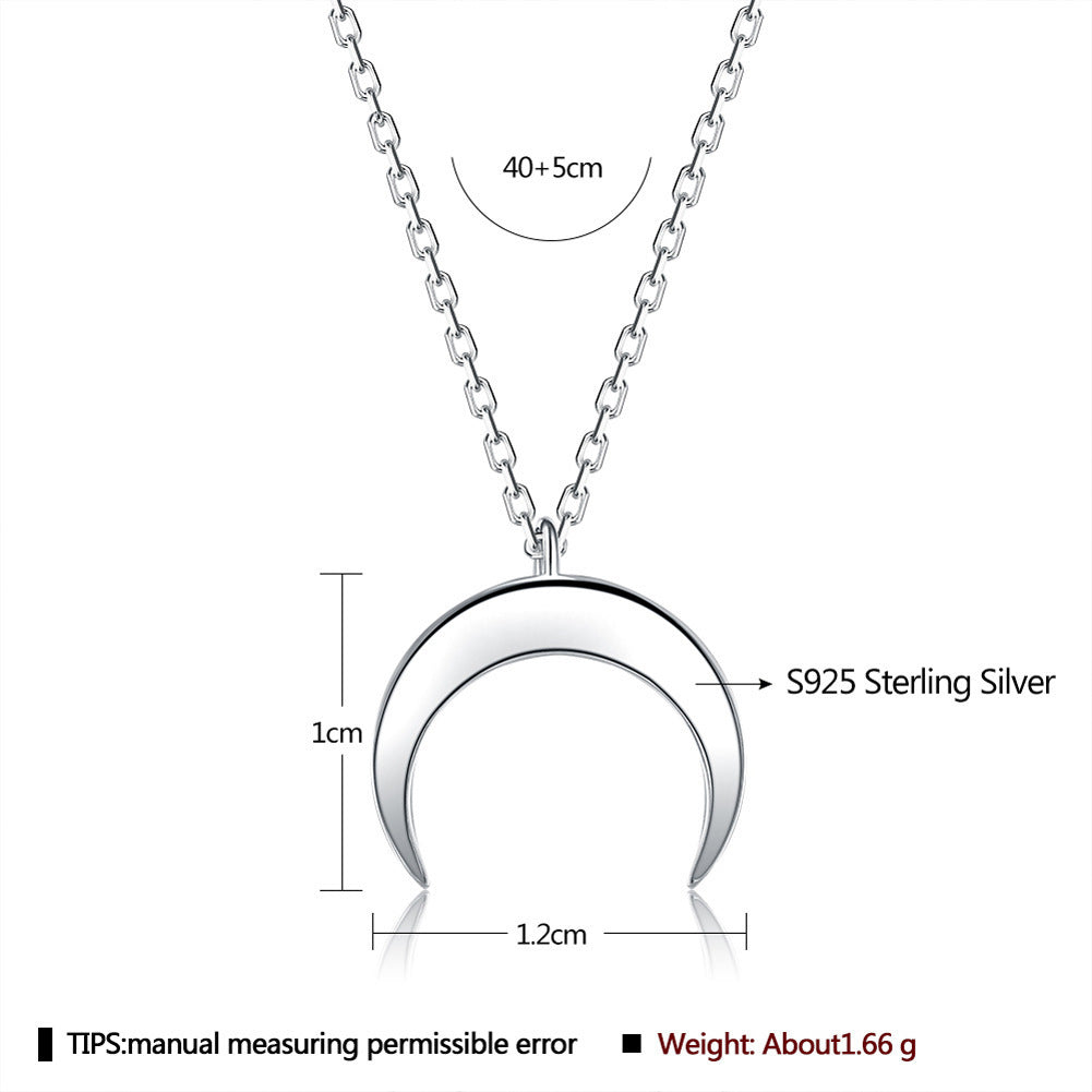 Noxypera Sterling Silver Moon Pendant Necklace