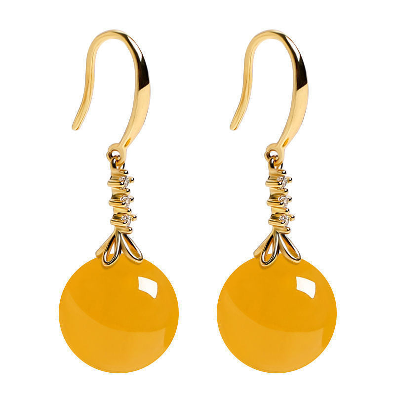 Noxypera Silvering Chalcedony Green Agate Earrings