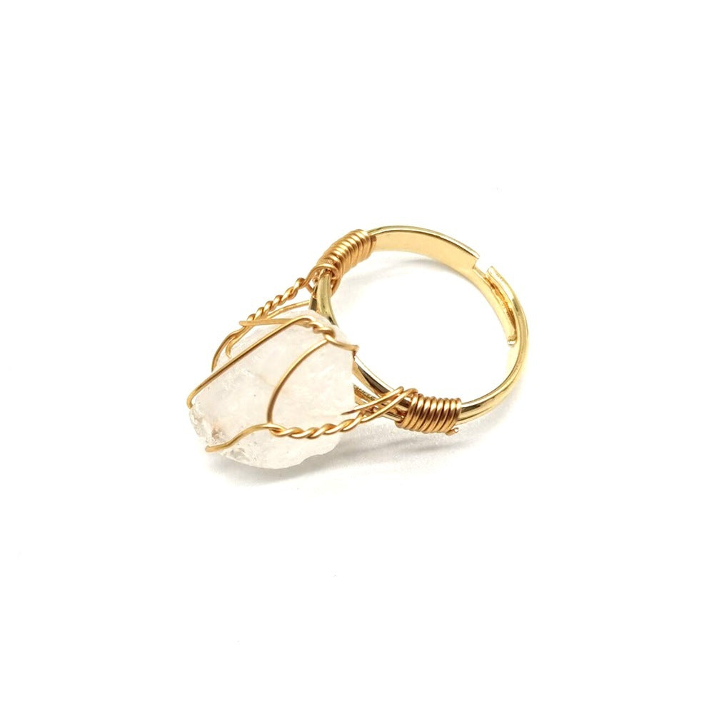 Noxypera Hand Wrapped Rough Stone Agate Ring