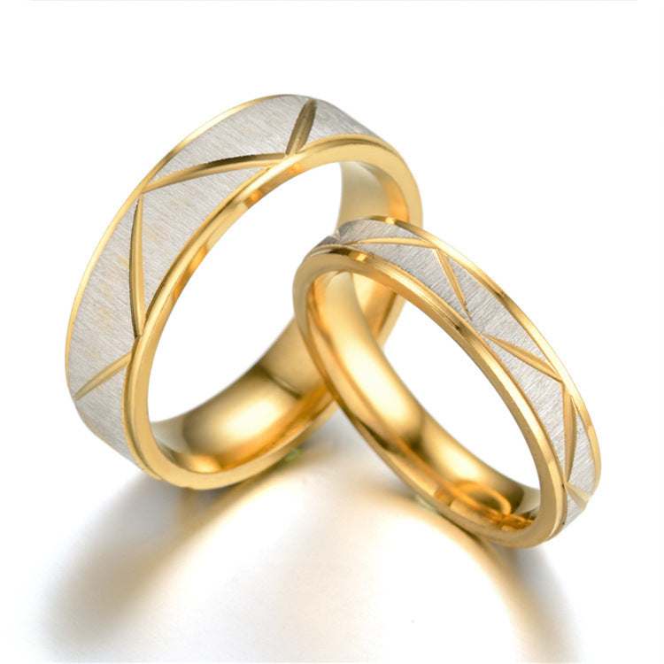 Noxypera 24K Gold Titanium Stainless Steel Couple Ring